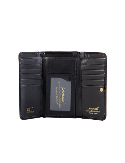 ALLURA MEDIUM PATENT LEATHER RFID WALLET -WSV102(G)-BLK