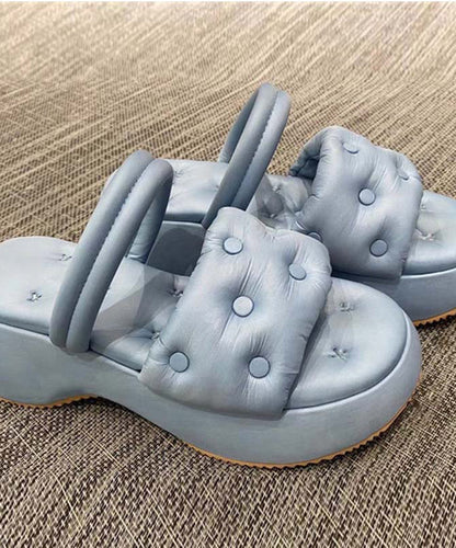 Women Grey Sandals Rivet Splicing Platform Slide Sandals