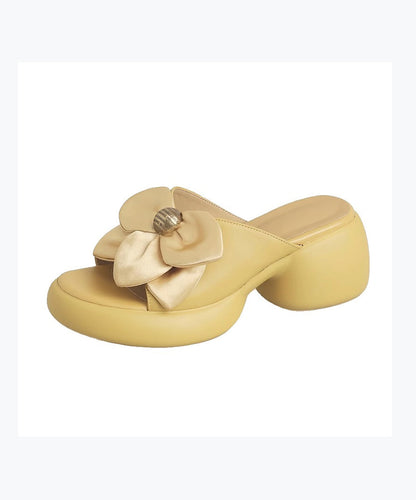 Yellow Boutique Versatile Chunky Heel Slide Sandals Peep Toe