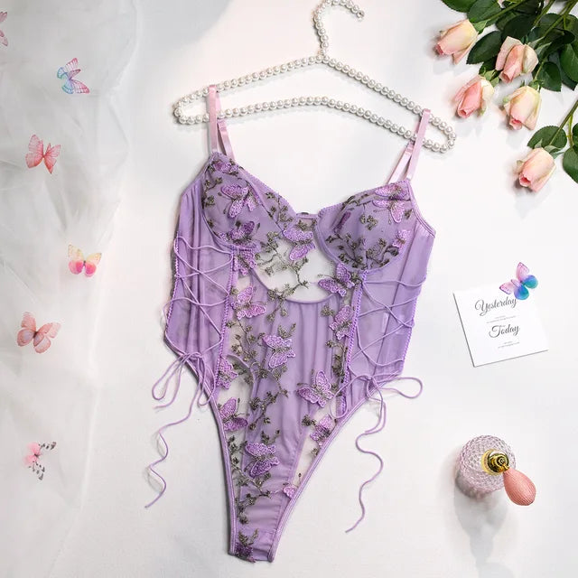 Selene | Embroidered Butterfly Bodysuit