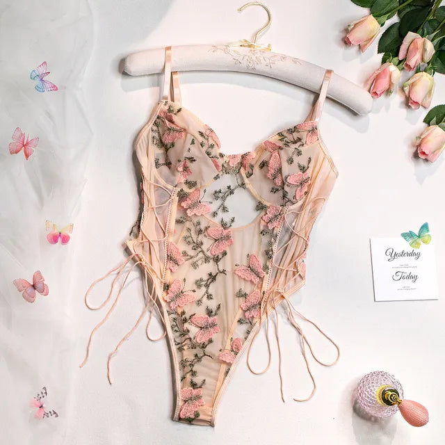 Selene | Embroidered Butterfly Bodysuit