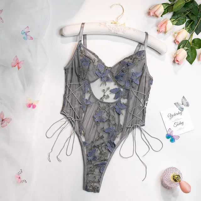 Selene | Embroidered Butterfly Bodysuit