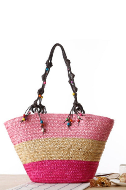 Arora Embroidered Seastar Weave Straw Tote Bag