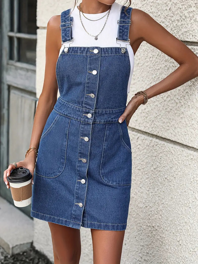 Plain Non-Stretch Denim Dress