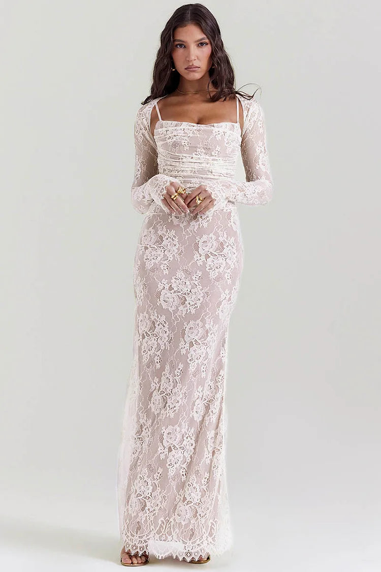 NEW | Lace Crop Cardigan Slip Maxi Dresses Matching Set