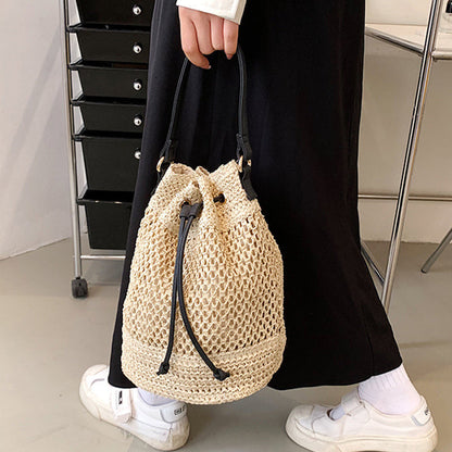 Olives Straw Bucket Bag