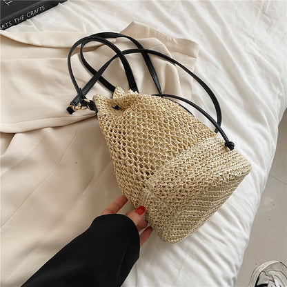 Olives Straw Bucket Bag