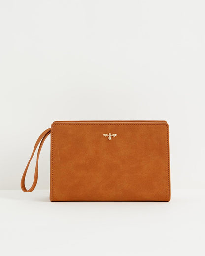 Bonnie Vegan Leather Wristlet Pouch - Tan