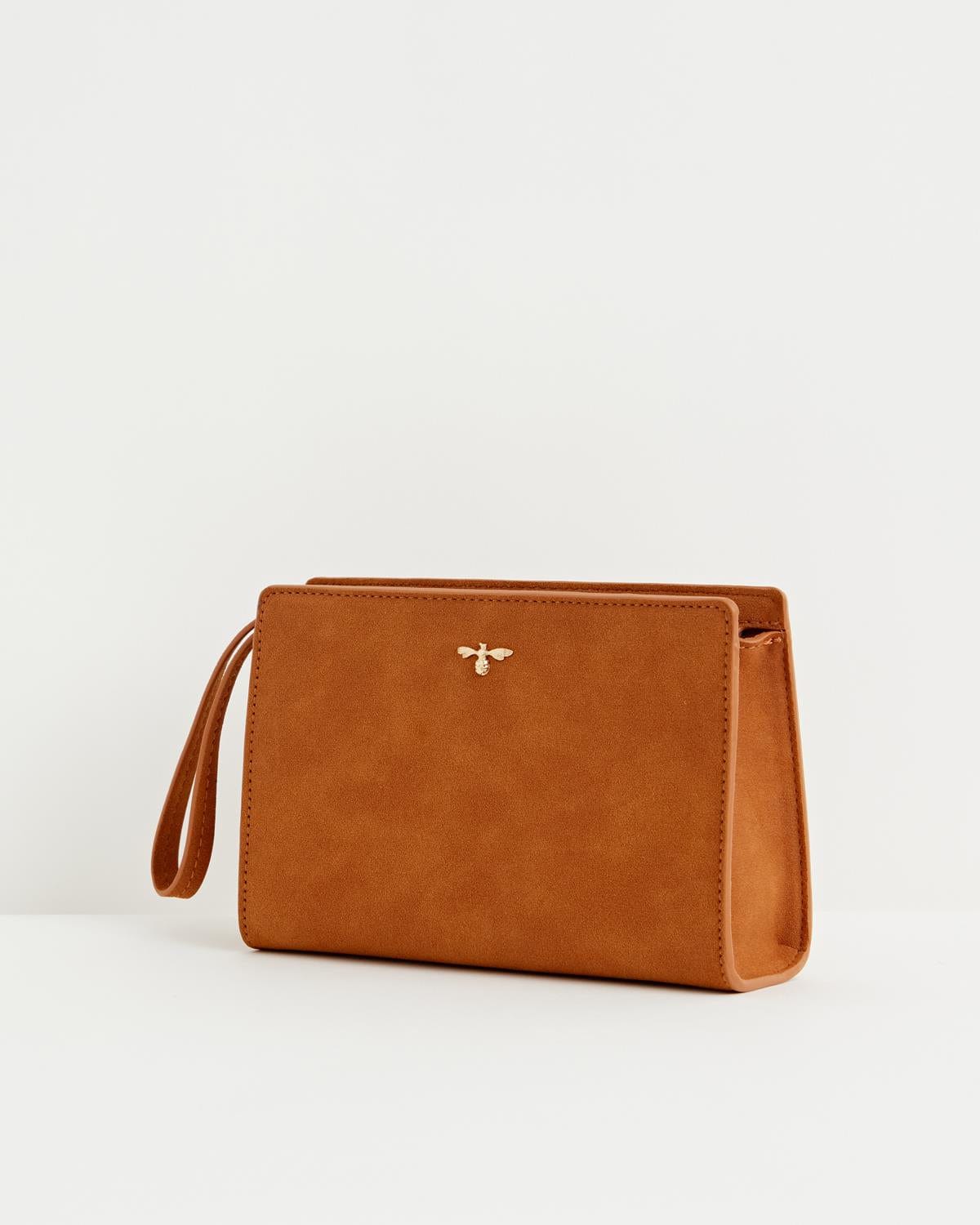 Bonnie Vegan Leather Wristlet Pouch - Tan