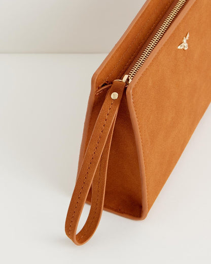 Bonnie Vegan Leather Wristlet Pouch - Tan