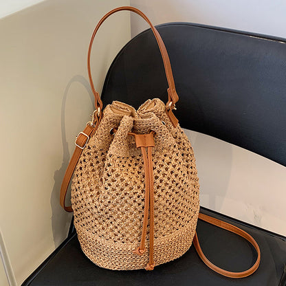 Olives Straw Bucket Bag