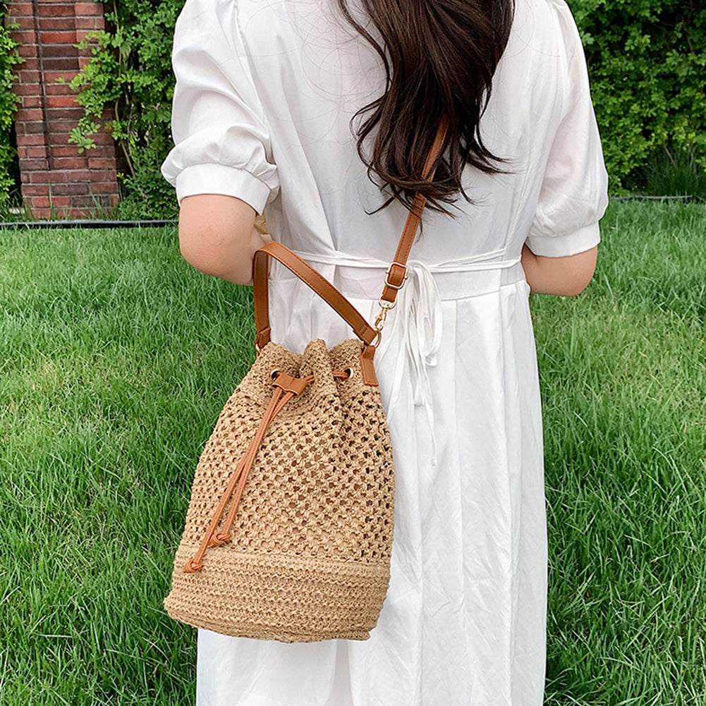 Olives Straw Bucket Bag