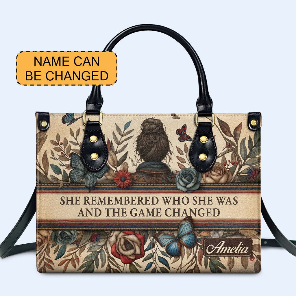 She Remembered - Butterfly - Personalized Custom Leather Handbag - btf_remember_1 ag34