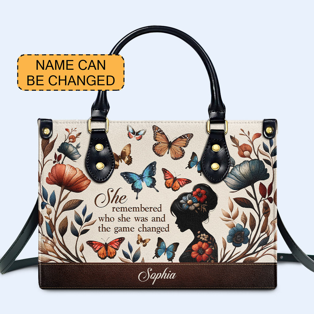 She Remembered - Butterflies - Personalized Custom Leather Handbag - AG8 btf_remember_3