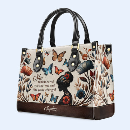 She Remembered - Butterflies - Personalized Custom Leather Handbag - AG8 btf_remember_3