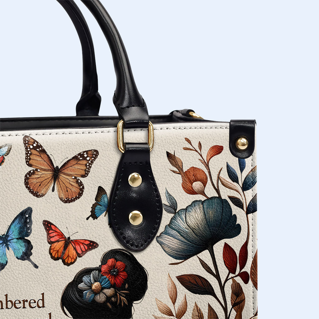 She Remembered - Butterflies - Personalized Custom Leather Handbag - AG8 btf_remember_3