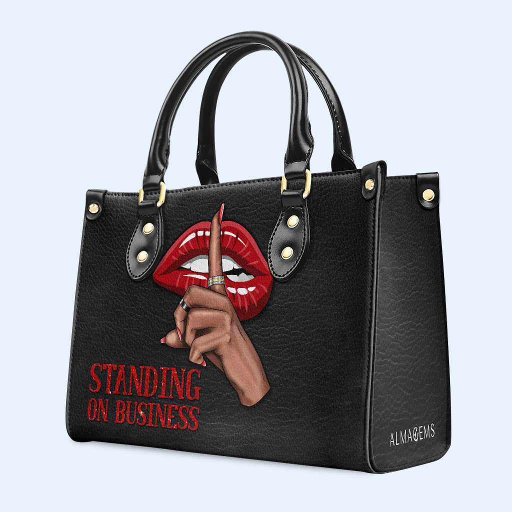 Standing On Business - Personalized Custom Leather Handbag - business01