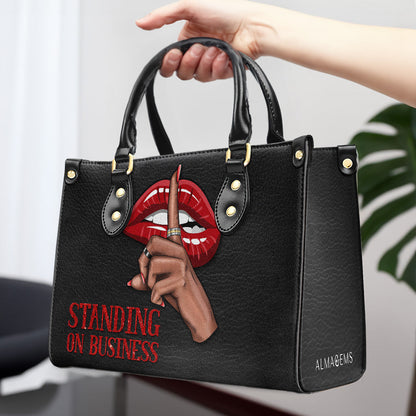 Standing On Business - Personalized Custom Leather Handbag - business01