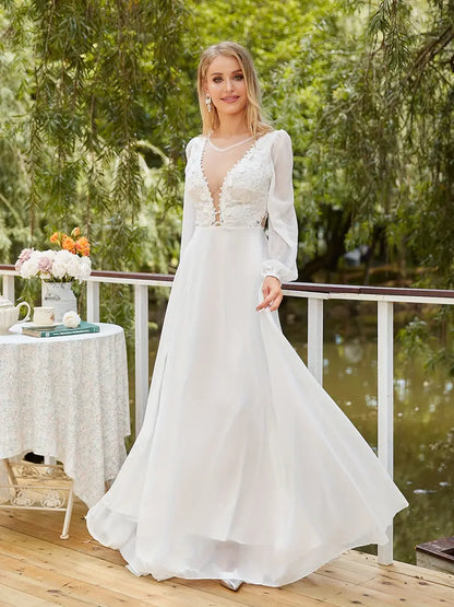 Floral Lace Stitching Wedding Dress