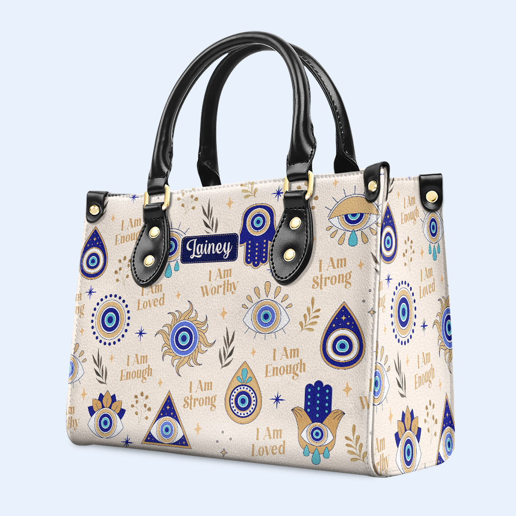 I Am Strong - Evil Eye - Personalized Custom Leather Handbag - e_eye_strong_1 ag37