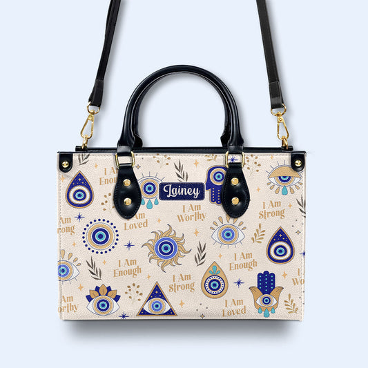 I Am Strong - Evil Eye - Personalized Custom Leather Handbag - e_eye_strong_1 ag37