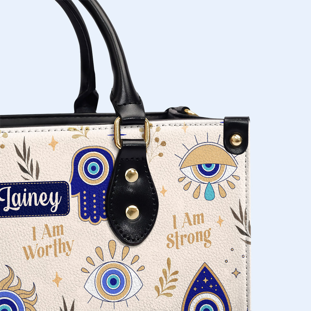 I Am Strong - Evil Eye - Personalized Custom Leather Handbag - e_eye_strong_1 ag37