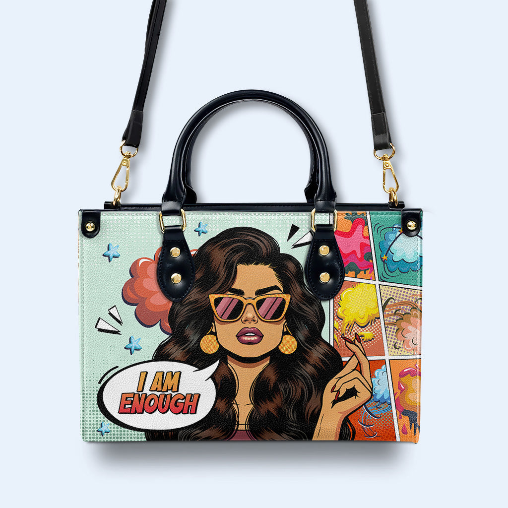 I Am Enough - Personalized Custom Leather Handbag - enough02