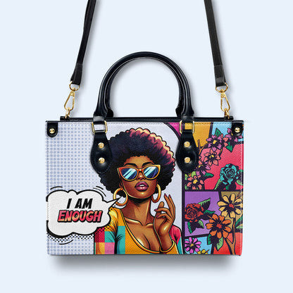 I Am Enough - Personalized Custom Leather Handbag - enough04