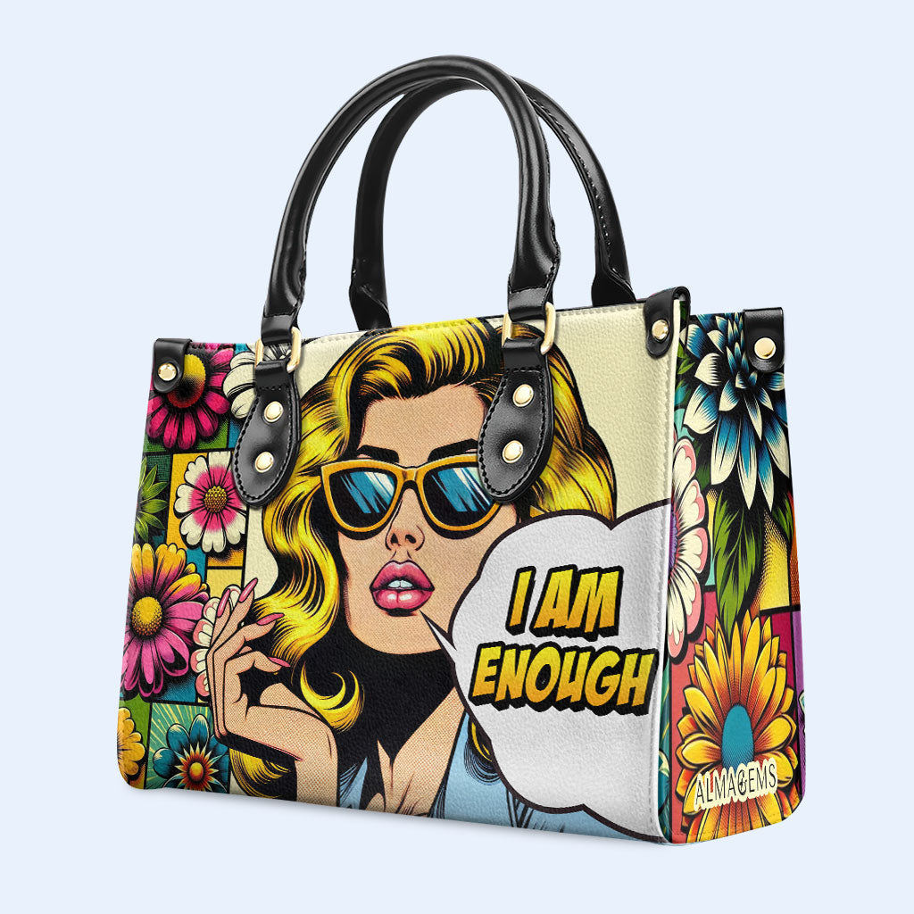 I Am Enough - Personalized Custom Leather Handbag - enough05