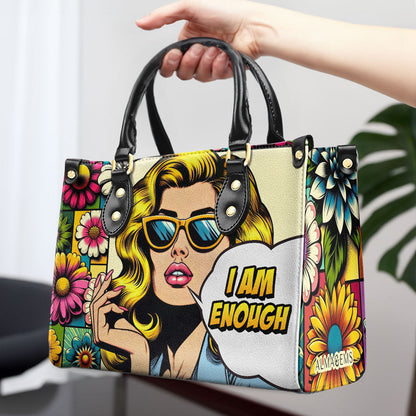 I Am Enough - Personalized Custom Leather Handbag - enough05