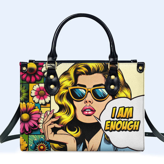 I Am Enough - Personalized Custom Leather Handbag - enough05