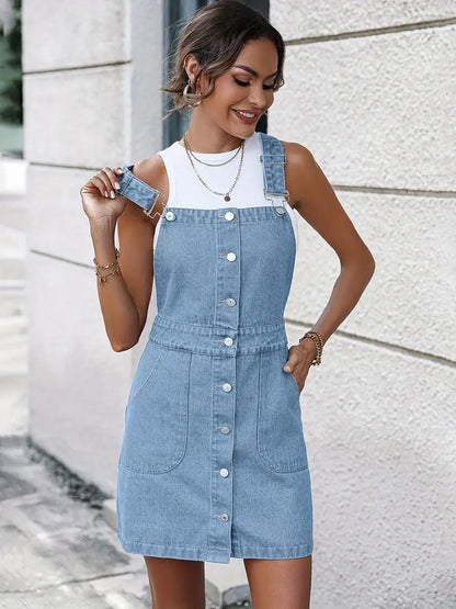 Plain Non-Stretch Denim Dress