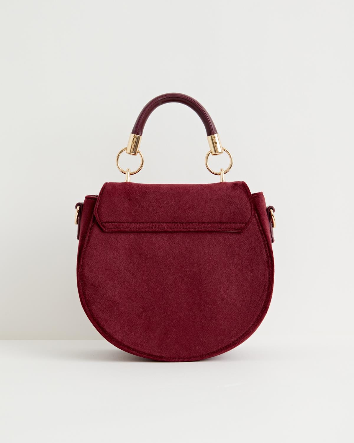 Fox & Mushroom Velvet Embroidered Saddle Bag - Redcurrant