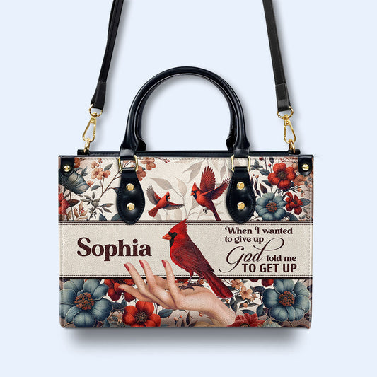 God Told Me - Cardinal - Personalized Custom Leather Handbag - god_told_me_2