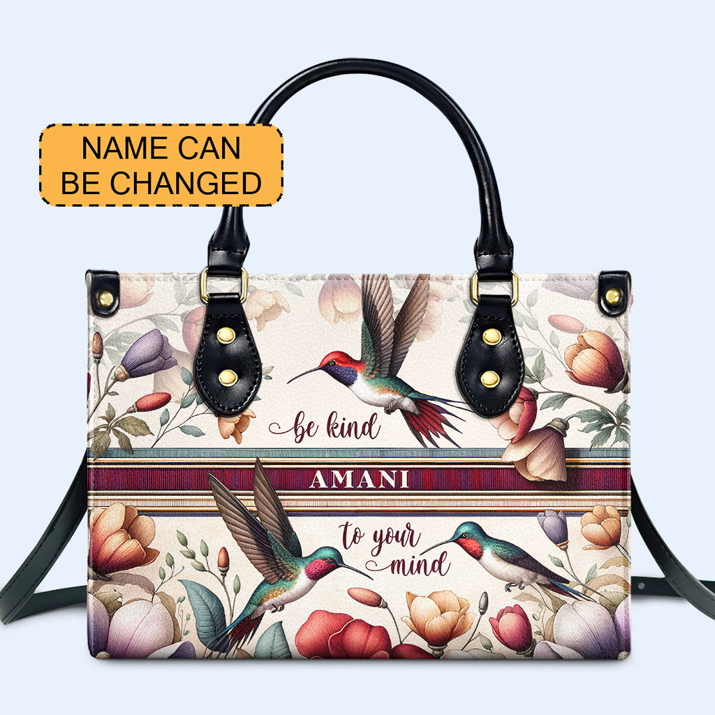 Be Kind - Hummingbird - Personalized Custom Leather Handbag - hmb_bekind_4 ag25