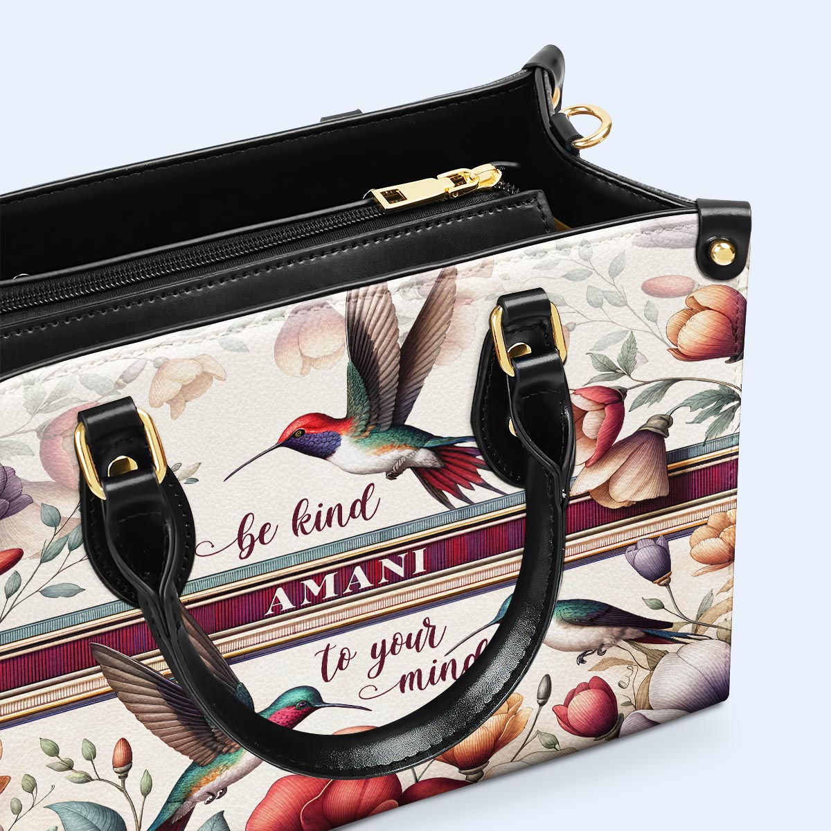 Be Kind - Hummingbird - Personalized Custom Leather Handbag - hmb_bekind_4 ag25