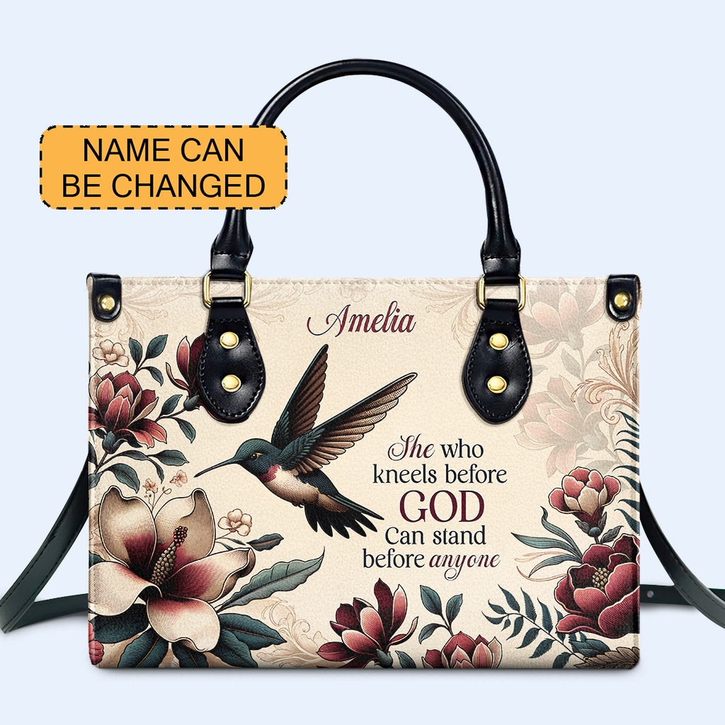 She Who Kneels Before God - Hummingbird - Personalized Custom Leather Handbag - hmb_she_before_gd_1 ag26