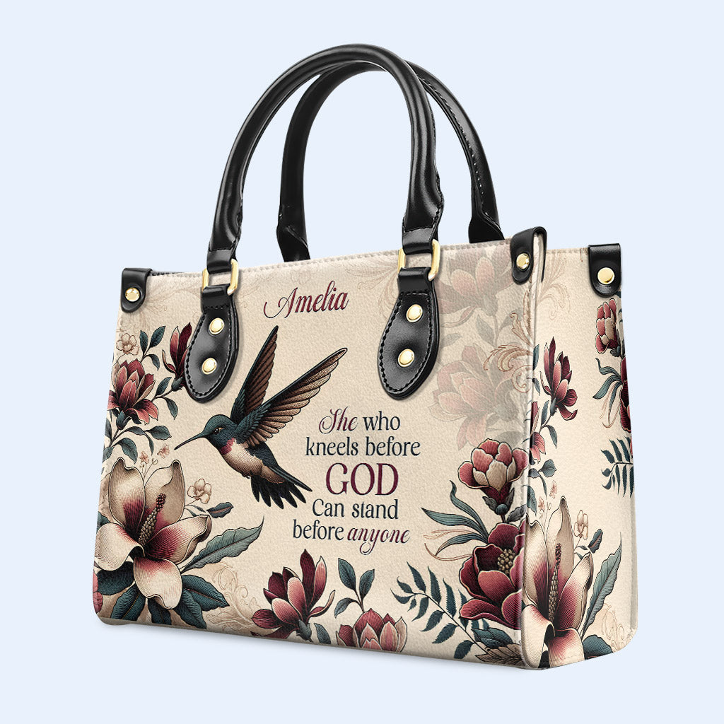 She Who Kneels Before God - Hummingbird - Personalized Custom Leather Handbag - hmb_she_before_gd_1 ag26