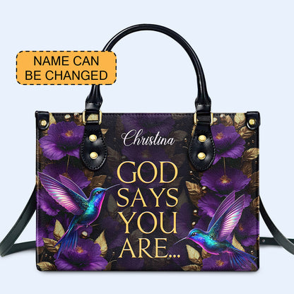 God Says You Are - Hummingbirds - Personalized Custom Leather Handbag - hmb_you_are_1 ag30