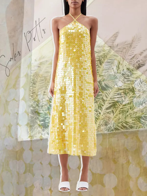 Polly Neckholder-Midikleid mit Pailletten