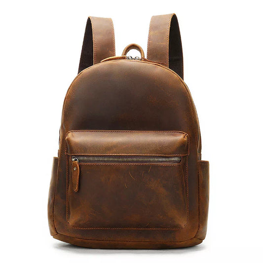 Small Vintage Leather Travel Backpack