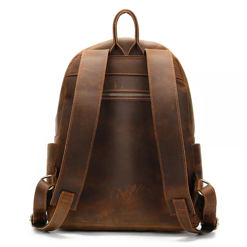 Small Vintage Leather Travel Backpack