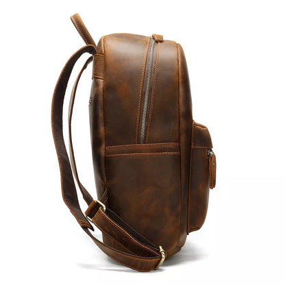 Small Vintage Leather Travel Backpack