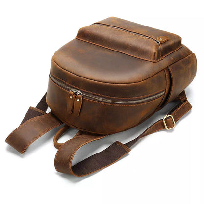 Small Vintage Leather Travel Backpack