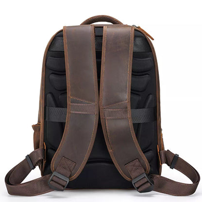 Large Crazy Horse Leather Travel Backpack