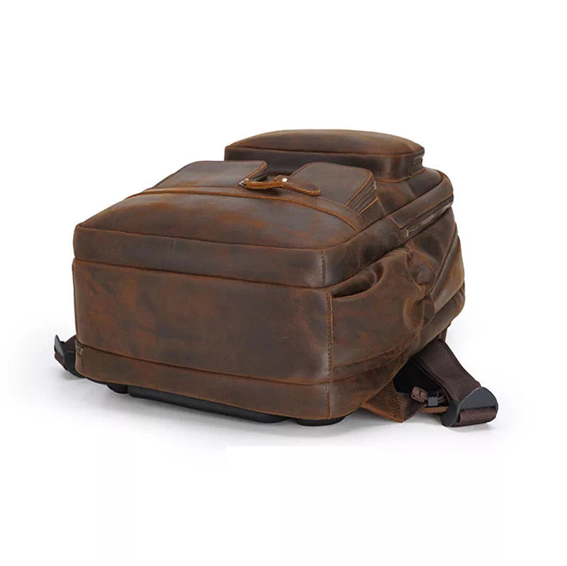 Large Crazy Horse Leather Travel Backpack