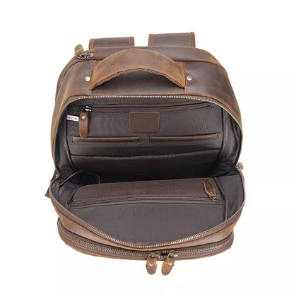 Large Crazy Horse Leather Travel Backpack