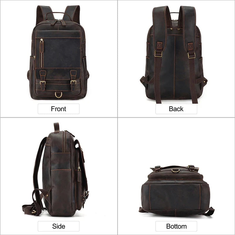 Anti-Theft Vintage Leather Travel Backpack