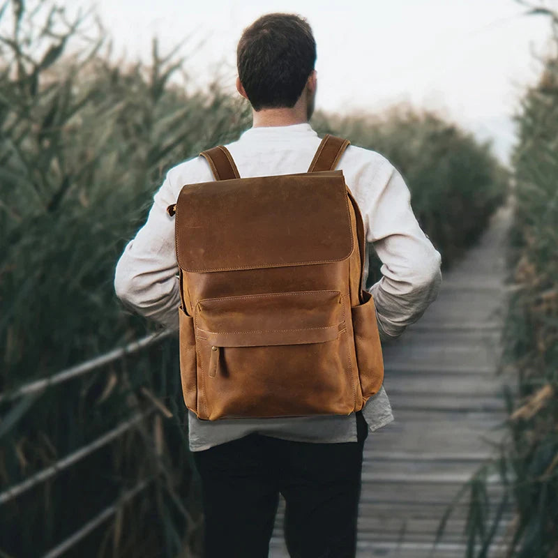 Classic Leather Travel Backpack