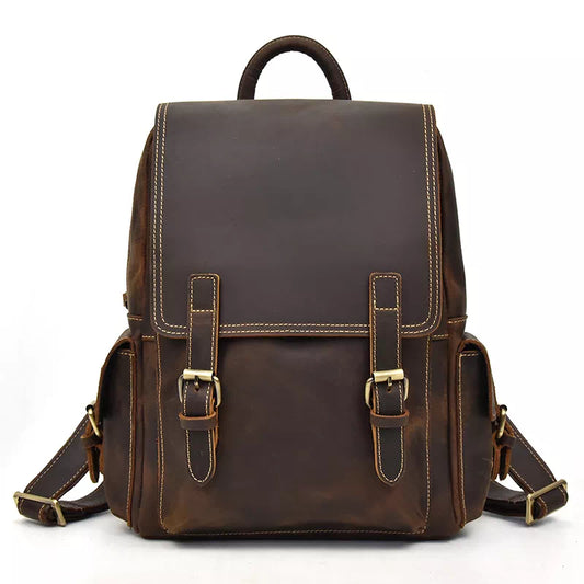 Retro Leather Small Travel Backpack